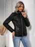 Damen Slim Fit Kunstleder Motorradjacke mit Reißverschluss für den Herbst